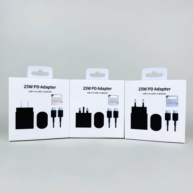 25W PD USB-C Fast Charger Adapter with 3A Type-C Cable Super Fast Charging Kit for Samsung iPhone 15 US EU CN Plug