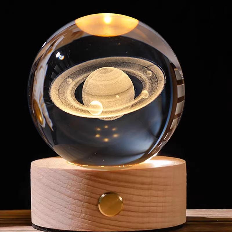 Lampe lumineuse tactile boule de cristal Saturne 6cm