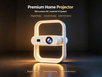 Projecteur intelligent HY370 Android 14, 300 ANSI Lumens, 720P, mise au point électrique, 3 lentilles en verre, durée de vie LED de 50 000 heures, home cinéma portable