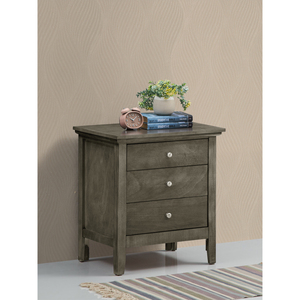 Comodino grigio con 3 cassetti per riporre oggetti in camera da letto - Product Image 1