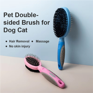 Peigne multifonctionnel 2-en-1 pour animaux de compagnie <span class=keywords><strong>Brosse</strong></span> de toilettage pour animaux de compagnie Peigne autonettoyant pour chiens et chats <span class=keywords><strong>Brosse</strong></span> à poils Outil de toilettage essentiel pour animaux de compagnie - Product Image 3