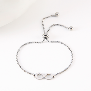 Pulsera Deslizante Infinita Ywyougang Minimal Forever Love, Cadena de Perlas, Personalizable con Grabado, Apilable - Product Image 4