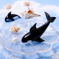 Figura de Orca Hecha a Mano en Vidrio, Mini Adorno de Ballena Asesina, Decoración de Animales en Vidrio Lampwork, Decoración para Acuario, Terrario, Escritorio, Regalo