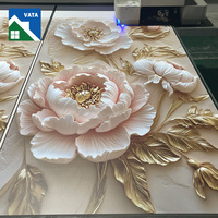 Panneau mural en PVC brillant de 3 mm avec motif floral imprimé en 5D, design floral personnalisé, feuille de marbre UV pour murs