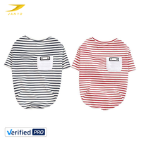 T-shirt rayé respirant pour chien, en coton doux, prix d'usine, vêtements décontractés d'été pour animaux de compagnie avec poche mignonne