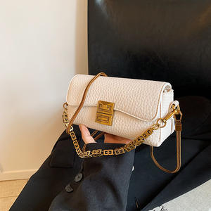 Bolso de Mano de Mujer de Cuero PU con Cadena y Patrón Geométrico de Moda 2024, Bolso Cruzado al Hombro, Color Personalizado - Product Image 2