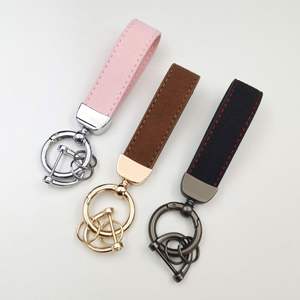 <b>Custom</b> Personalize Logo Anti-Lost Car Keychain With Buckle Ring Pu Leather Carabiner Keyring <b>Key</b> Fob Metal Stamped Blank - Product Image 2