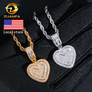Drop Shipping in USA Warehouse Rapper Popular <b>Jewelry</b> Iced Out Hip Hop S925 Solid Silver VVS <b>Moissanite</b> Heart Pendant Women Gift - Product Image 1