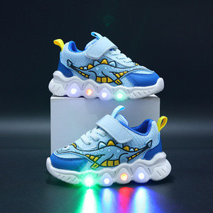 2025 mùa xuân hợp thời trang phim hoạt hình khủng long Sneakers lưới thoáng khí LED ánh sáng giày thường cho bé trai và bé gái với EVA đế - Product Image 5