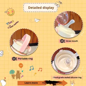 Vaso de Agua de Acero Inoxidable Aislado de Gran Capacidad con Diseño de Dibujos Animados y Correa Ajustable, Ideal para la Colaboración, Bonito para Chicas - Product Image 1