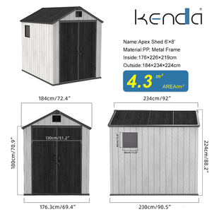 <span class=keywords><strong>Caseta</strong></span> de Jardín de Resina PP Directo de Fábrica 6x8 con Paneles de Doble Pared y Puertas con Cerradura, <span class=keywords><strong>Caseta</strong></span> Exterior para Jardín o Casa para Mascotas - Product Image 2