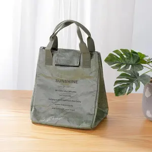 Custom Food Cooler Handbag Térmica Lavável Kraft Dupont Tyvek Papel Isolado Freezable Lunch Cooler Bag para Crianças adultos mulheres