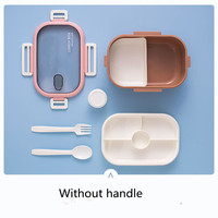 Boîte à lunch bento portable en plastique à 3 compartiments pour la préparation des repas, avec fourchette et cuillère, vente en gros personnalisée