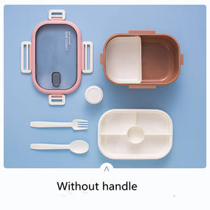 Fiambrera de plástico Bento, contenedor de comida apilable de doble capa de gran capacidad de estilo japonés con cubiertos - Product Image 6