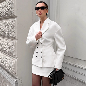 Nouvelle collection 2026 – <span class=keywords><strong>Blazer</strong></span> élégant et décontracté pour femme, blanc, taille ajustée, double boutonnage, veste haut de gamme - Product Image 1