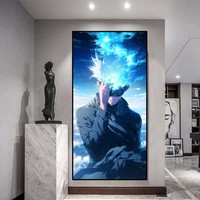 Affiche LED dynamique RGB personnalisée 16''x 24'' GOJO Jujutsu Kaisen, cadre à clipser, boîte à lumière LED mince