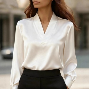 Camicie da Donna a Maniche Lunghe in Chiffon Tinta Unita Bianco Rosa Nero per Ufficio - Product Image 1