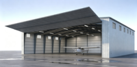 Hangar d'avion préfabriqué en acier, conception personnalisée résistante aux vents, installation rapide, structure métallique économique pour le stockage d'avions privés