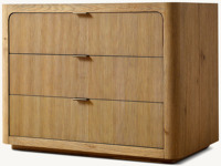 Table de chevet moderne et traditionnelle en bois massif de luxe Cambria à 3 tiroirs