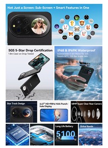IIIF150 Action 15 Phone Dual Screen Design Smartphone MTK G81 256GB ROM 6.67" HD+ Display 5100mAh IP68 IP69K Waterproof - Product Image 6