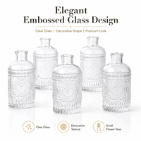 Mini Vases en Verre Transparent, Ensemble de Petits Vases à Fleurs Côtelés pour Décoration d'Intérieur, Centre de Table de Mariage, Vente en Gros