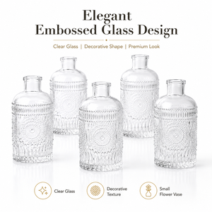 Set di Mini <span class=keywords><strong>Vasi</strong></span> <span class=keywords><strong>in</strong></span> <span class=keywords><strong>Vetro</strong></span> Trasparente, Piccoli <span class=keywords><strong>Vasi</strong></span> Scanalati per Fiori, Decorazione Casa, Centrotavola Matrimonio, Vendita all'Ingrosso - Product Image 3