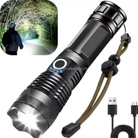 Lampe torche tactique rechargeable portable de 10 000 lumens, étanche, en alliage d'aluminium, puissante, torche XHP50, IP65, d'urgence