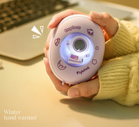 Mini chauffe-mains portable rechargeable par USB avec lumière d'ambiance de dessin animé