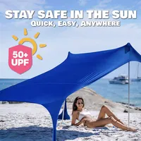 2020 חדש סגנון UPF 50 + אור שמשייה החוף פופ אוהל, נייד פרימיום חיצוני צל חוף אוהל מקלט שמש עם חול שובל/