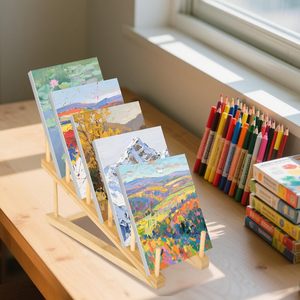 Petit séchoir à œuvres d'art, support de rangement pour salle de classe, présentoir à peintures à 5 niveaux, support de rangement <span class=keywords><strong>en</strong></span> <span class=keywords><strong>bois</strong></span> pour toiles - Product Image 3