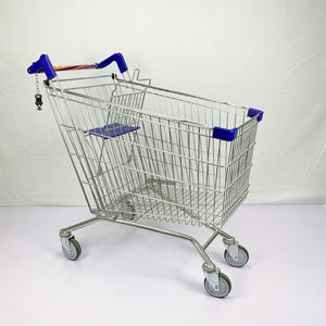 यूरोपीयन शैली 4 पहियों ने बाल सीट स्टोर सुपरमार्केट मेटल शॉपिंग ट्रोली कार्ट सिक्का लॉक के साथ - Product Image 1