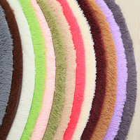 Couverture en polyester moelleuse de couleur unie, tapis shaggy antidérapant avec design arrondi, couverture douce et duveteuse pour le salon