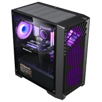 AntarcChill Black Desktop Chassis Case Wonderful Design MATX Mini ITX Mid Tower for Gaming PCs Tempered Glass Plate