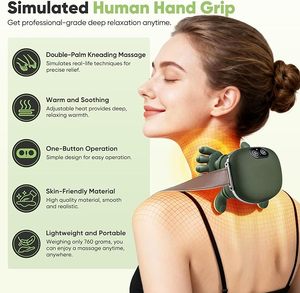 Masseur de cou chauffant portable tendance 2026 avec trois niveaux de chaleur, trois niveaux de massage, batterie 2000 mAh, soulage les douleurs musculaires - Product Image 6