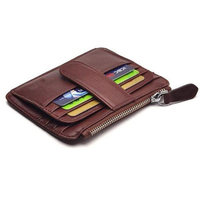 Die Customizing RFID Blocking Safe Leder Minimalist Kreditkarten halter Zip Coin Front Pocket Wallet mit SIM-Steckplätzen