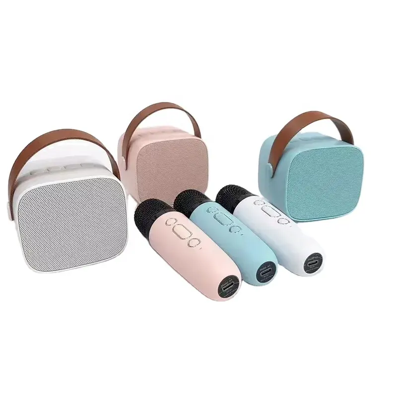 Hot Selling Mini Portable Karaoke Speaker with Wireless Microphone LED Light Karaoke Player