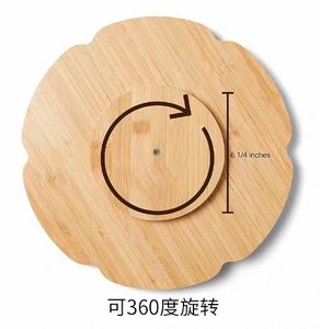 طبق عشاء خشبي دوار على شكل عباد الشمس صديق للبيئة متعدد الأقسام من الخيزران للمنازل والفنادق والتخييم - منقوش للمكسرات والحلويات - Product Image 5