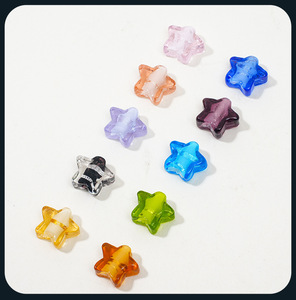 Perline di vetro a forma di pentagramma con lamina argentata per accessori fai-da-te, materiale in vetro a forma di stella con foro dritto - Product Image 6