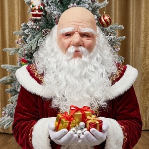 Masque en latex <span class=keywords><strong>de</strong></span> Père Noël ultra-réaliste avec barbe blanche pour cosplay <span class=keywords><strong>de</strong></span> Noël, fêtes, événements à thème et occasions amusantes - Product Image 1