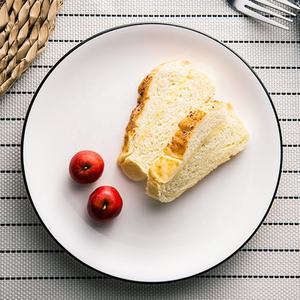 Ensembles d'assiettes en céramique de luxe modernes en porcelaine bon marché, vente en gros, <span class=keywords><strong>vaisselle</strong></span> en porcelaine avec motif végétal à bordure noire pour restaurants - Product Image 2