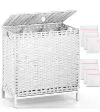 Keranjang Cuci JY 112L Anyaman PP dengan Kaki Logam yang Ditinggikan, Keranjang Pakaian Kotor dengan 2 Kantong Pelapis yang Dapat Dilepas - Product Image 5