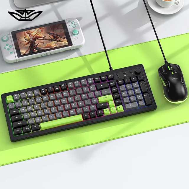 Superior Quality Gaming Keyboard Mouse Combos Wired RGB Lighting USB Interface Spill Resistant for Desktops and Laptops