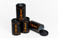 Boîte en métal ronde noire personnalisée, tube cylindrique pour l'emballage du sel de mer