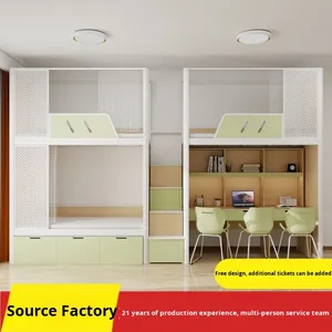 Letto a Castello Moderno a Tre Posti con Struttura in Ferro e Scrivania per Dormitorio Studentesco o Appartamento - Product Image 2