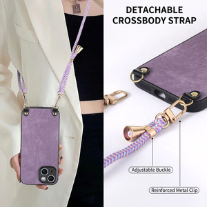 Chống sốc chuỗi Crossbody da đồng bằng vỏ dây đeo cổ tay dây buộc điện thoại di động Trường hợp đối với <span class=keywords><strong>iPhone</strong></span> 17 không khí 16e 15 Pro Max di động Bìa - Product Image 3