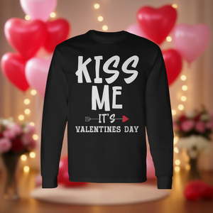Camiseta de manga larga Kiss Me It's Valentines Day, camiseta para el día de San Valentín - Product Image 3
