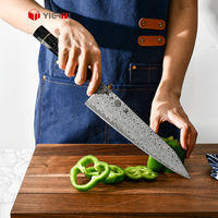 Couteau de cuisine japonais haut de gamme en acier Damas carbone, couteau Kiritsuke exquis fait main avec manche en résine d'ivoire