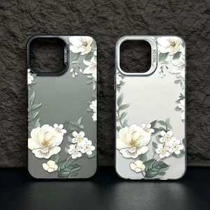 Di lusso bianco stampa di fiori placcato argento chiave TPU custodia per telefono cellulare per <span class=keywords><strong>Iphone</strong></span> 8 X Xr Xs 11 <span class=keywords><strong>12</strong></span> 13 14 15 16 17 Pro Max - Product Image 1