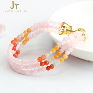 Bracciali con perline di giada rosa Myanmar con apertura regolabile Multi strati bracciali in pietra naturale gioielli Burma giadeite con perline braccialetti - Product Image 2