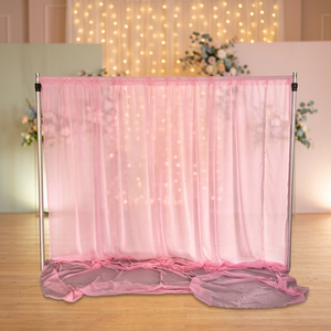 Luxury Pipe and Drape Curtain Elegant Pink Chiffon Curtain <b>Backdrop</b> <b>Stand</b> for Wedding Decoration - Product Image 1